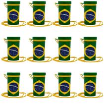 Kit com 12 Mini Cornetas Do Brasil com cordinha Festas Copa Do Mundo