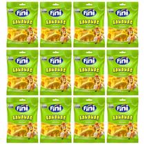Kit Com 12 Pacotes Balas Fini Gelatina Banana 80G Total 960G