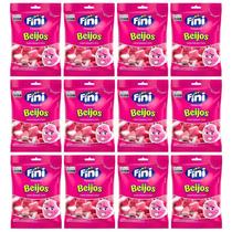 Kit Com 12 Pacotes Balas Fini Gelatina Beijos 80G Total 960G