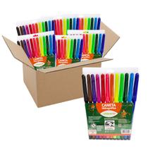 Kit Com 12 Pacotes Canetinha Hidrografica Escolar 12 Cores Leo e Leo