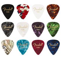 Kit com 12 Palhetas Fender Thin Celuloide Medley 351 Shape