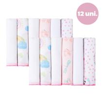 Kit Com 12 Paninhos De Boca Karinho 30cm X 30cm Estampados