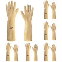 Kit Com 12 Par Luva de Segurança Ranhurada Natural Volk Látex Limpeza