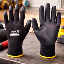 Kit Com 12 Pares de Luva Tatil Preto Multiuso Proteção Volk