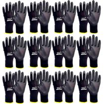 Kit Com 12 Pares de Luva Tatil Preto Multiuso Proteção Volk Kit Com 12 Pares de Luva Tatil Preto Multiuso Proteção Volk