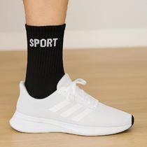 Kit com 12 Pares de Meias de Algodão Cano Longo Sport Preto Tamanhos 39 a 43