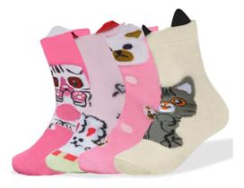 Kit com 12 Pares de Meias Feminina Cano Longo Infantil
