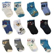 Kit Com 12 Pares De Meias Infantil Masculina Sortidas De 4 A 6 Anos
