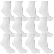 Kit com 12 Pares Meia Infantil Branca Cano Médio