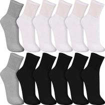 Kit Com 12 Pares Meias Trifil Cano Médio Alto Longo Unissex Masculina Feminina Atoalhada Algodão