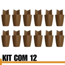 Kit Com 12 Pés Para Multiusos Móveis e Guarda-Roupas em Plástico Resistente - Marrom