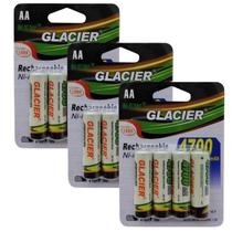 Kit Com 12 Pilhas Baterias AA Recarregável de 4700mAh