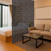 Kit com 12 placas decorativas de MDF na cor preta, divisória de ambiente, painel premium