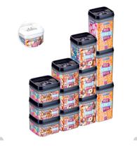 Kit Com 12 Potes Herméticos De Acrílico Com Trava Tamanhos Variados