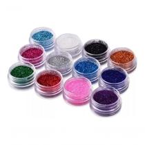 Kit Com 12 Potinhos Com Glitter Brilho Purpurina Para Unha Kit Com 12 Potinhos Com Glitter Brilho Purpurina Para Unha