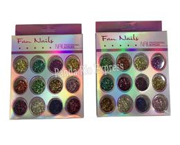 Kit Com 12 Potinhos Com Pedrinhas Para Decoração De Unhas Fan Nails Diversas Cores