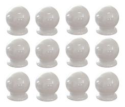 Kit com 12 Puxadores Para Gaveta Cômoda Armário Guarda Roupa Formato de Bolinha Plástico Branco Kit com 12 Puxadores Para Gaveta Cômoda Armário Guarda Roupa Formato de Bolinha Plástico Branco