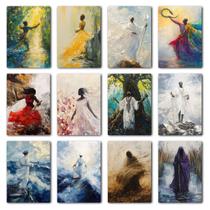 Kit com 12 quadros Pintura Umbanda e Candomblé Decoração de orixás / Oxumaré Oxum Nanã...