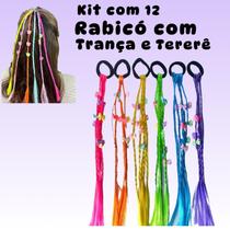 Kit com 12 Rabicó Mecha Trança Tererê De Cabelo Elástico Acessório - MEY