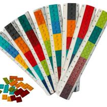 Kit com 12 Réguas 15cm com Blocos coloridos para encaixar
