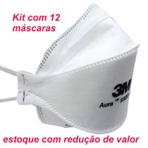 Kit com 12 Respiradores descartáveis 3M Aura 9320+BR branca PFF2 S equivalente N95
