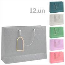 Kit Com 12 Sacolas De Papel Para Presente Texturizada De Luxo Flores Com Alça E Etiqueta Jogo De Embalagem Premium Bolsa