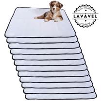 Kit com 12 Tapetes Adestradores de Alta Absorção 100x70 Branco com borda Preta - 200 Lavagens Kit com 12 Tapetes Adestradores de Alta Absorção 100x70 Branco com borda Preta - 200 Lavagens