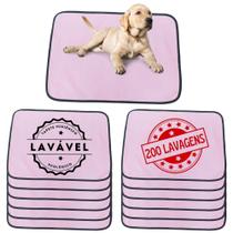 Kit com 12 Tapetes Higiênicos 70x50 Rosa Laváveis para cães 200 Lavagens - Alta Absorção