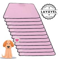 Kit com 12 Tapetinhos Alta Absorção para Pets 100x70 Rosa - 200 Lavagens - Ecológico