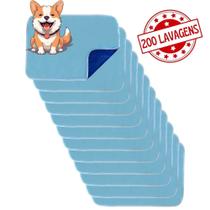 Kit com 12 Tapetinhos Alta Absorção para Pets 70x50 Azul 200 Lavagens Pee Dog