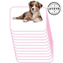 Kit com 12 Tapetinhos Alta Absorção para Pets 70x50 Branco com borda Rosa 200 Lavagens - Vila Flor