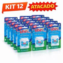 Kit Com 12 Unidade Fio Dental Use It Higiene Saúde Bucal Sabor Menta 25m