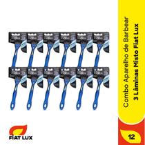 Kit com 12 unidades de Aparelho de barbear 3 lâminas Misto Fiat Lux