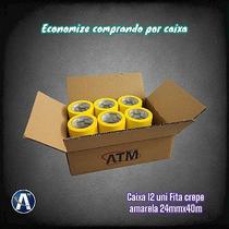 Kit com 12 Unidades de Fita Crepe Amarela 24mm x 40m para Pintura