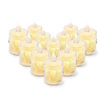 Kit Com 12 Velas Decorativas De Led Luz Amarelas Cristalinas