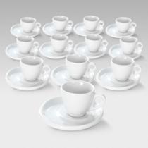 Kit com 12 Xícaras de Café Porcelana com Pires Descentralizado 70ml