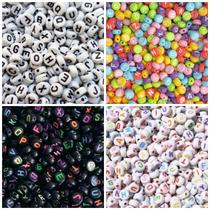 Kit com 1200 Miçangas de Letras do Alfabeto 4 cores Pulseira Colar Bijuteria Terço