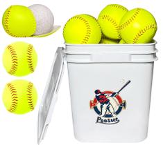 Kit com 13 bolas de softbol Poosue 30 cm, revestidas em couro Kit com 13 bolas de softbol Poosue 30 cm, revestidas em couro