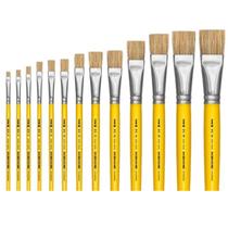 Kit Com 13 Pinceis Chato 815 Cerda Natural Pincel Tigre