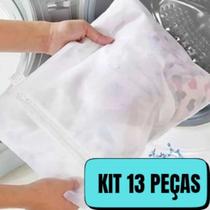 Kit com 13 sacos para lavagem de roupas Preserva tecidos delicados e previne a formação de bolinhas