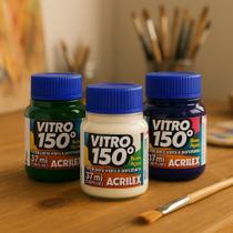 Kit com 13 Tintas Vitro 150 de 37ml Acrilex para Vidro e Porcelana