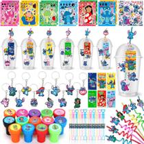 Kit com 136 Lembrancinhas Oaroily Cartoon Stitch para Festa Infantil