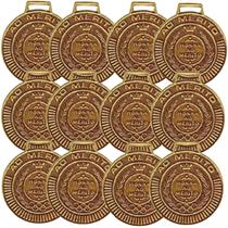 Kit com 14 Medalhas Rema Honra Ao Mérito 50mm Com Fita Cor Bronze 4450