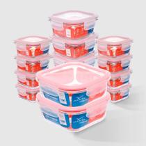Kit com 14 Potes de Vidro Herméticos Quadrados Conserve Mais Invicta