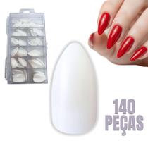 Kit com 140 Unhas Postiças Formato Stiletto Médio Modelo Leitosas Reutilizáveis para Nail Designer Kit com 140 Unhas Postiças Formato Stiletto Médio Modelo Leitosas Reutilizáveis para Nail Designer