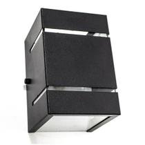 Kit com 15 Arandelas 2 Focos C/ Frisos E Facho Preta Externa Parede Muro St327