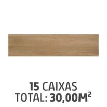 Kit com 15 Caixas de Porcelanato Carvalho Natural 26x106cm Caixa 2,00m² Retificado Marrom