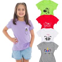 kit com 15 camisetas atacado sortidas meninas verão