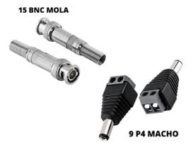 Kit Com 15 Conectores Bnc Mola + 9 P4 Macho - Intelbras