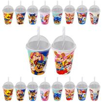 Kit com 15 Copos 280ml Com Canudo da Patrulha Canina Festa Infantil Sacolinha Surpresa Kit com 15 Copos 280ml Com Canudo da Patrulha Canina Festa Infantil Sacolinha Surpresa